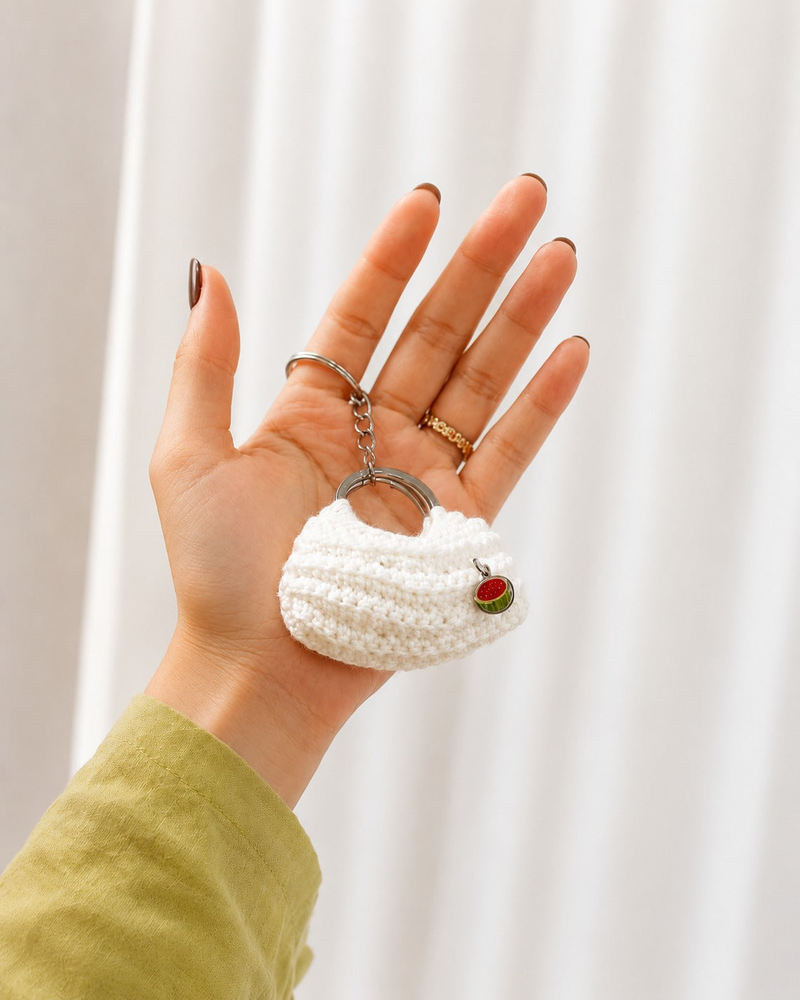 White Cloud Crochet Bag Keychain | Handmade Bag Charm