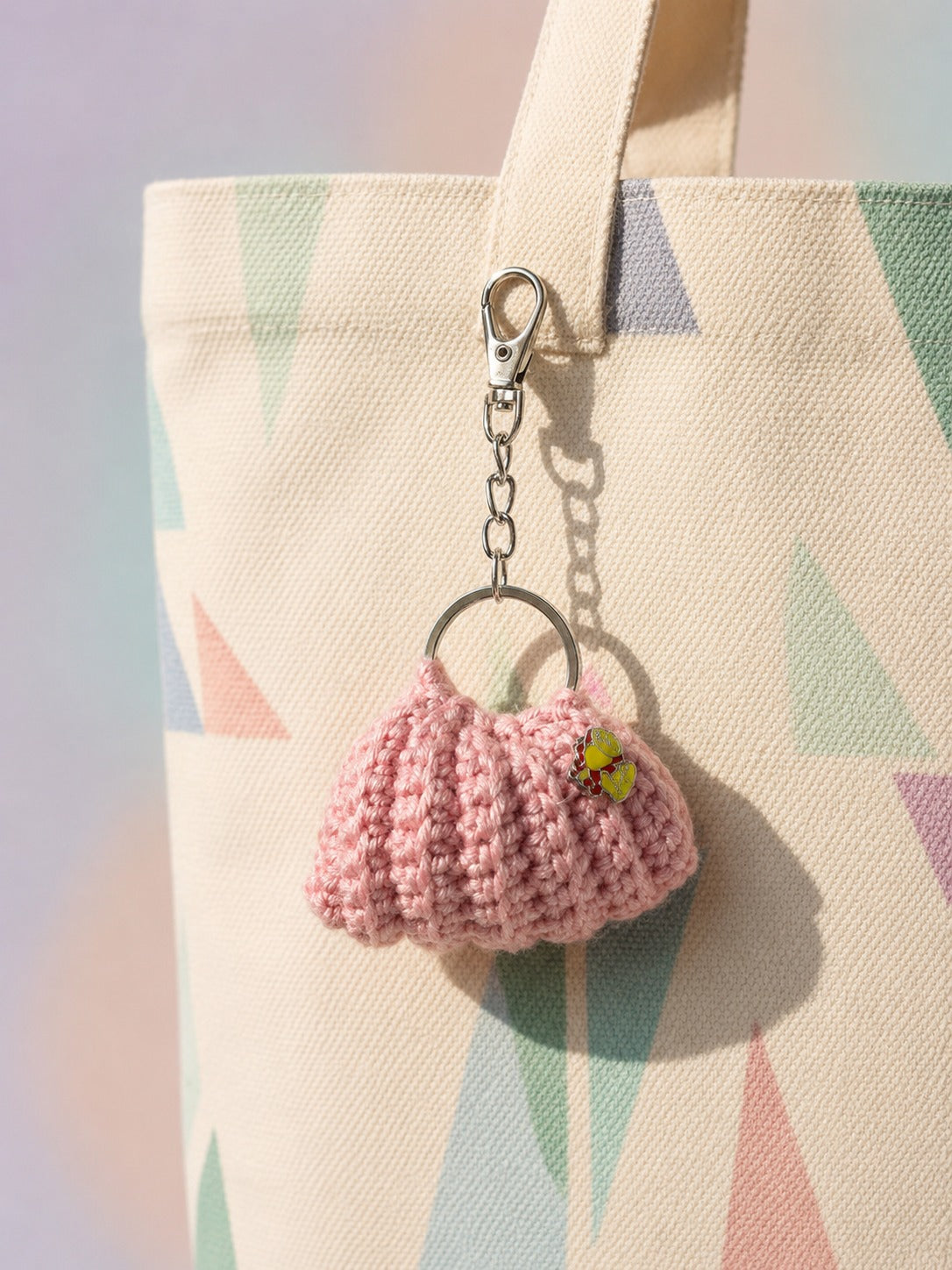 Pink Cloud Crochet Keychain | Handmade Pink Bag Keychain