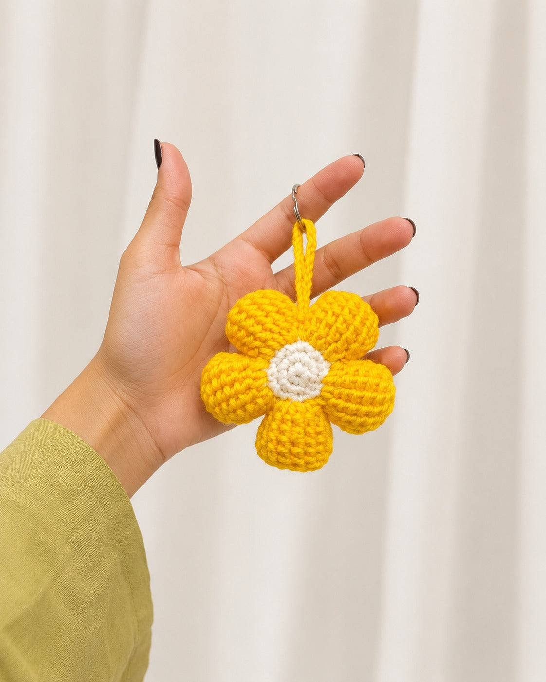 Sunshine Bloom Crochet Keychain | Handmade Flower Bag Charm