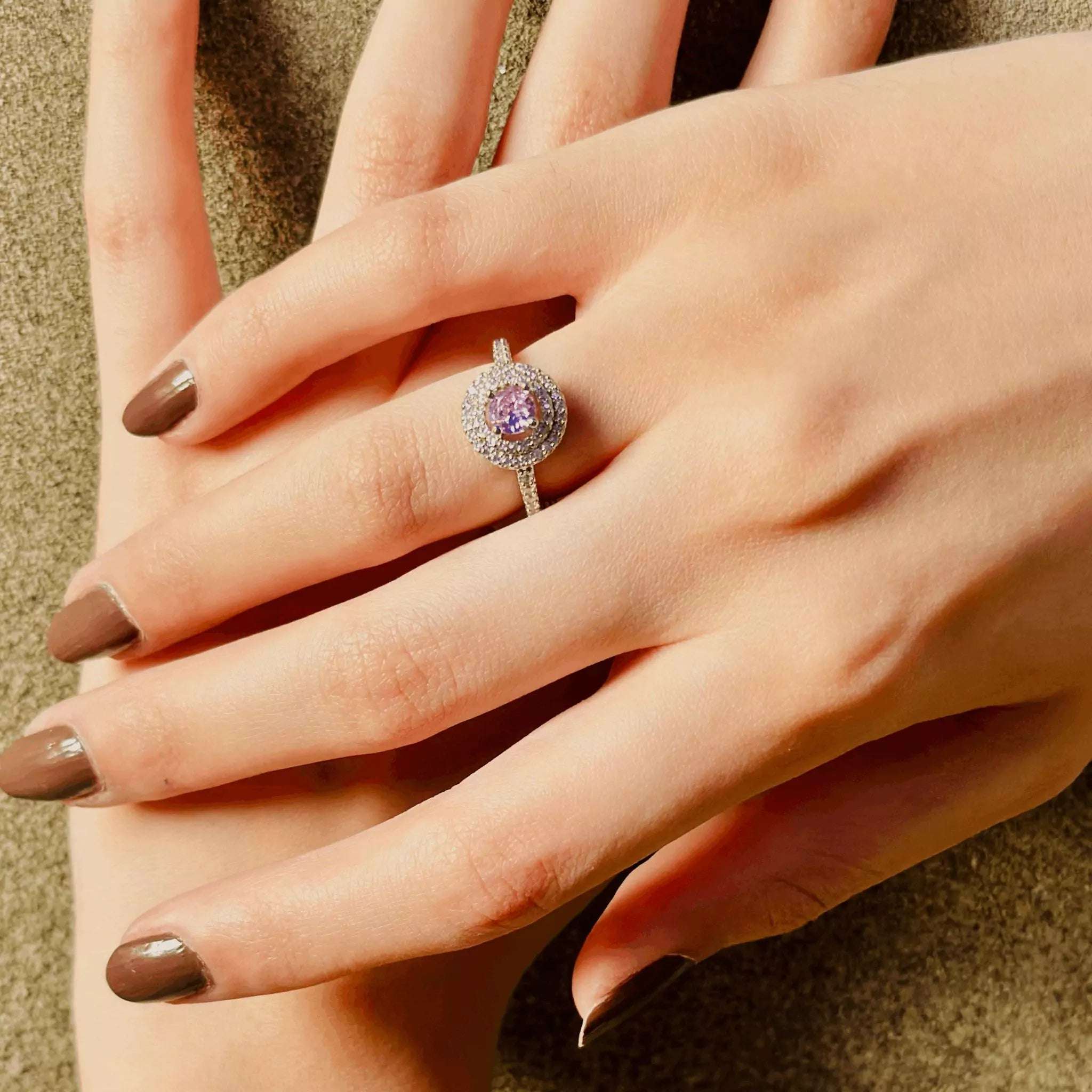 Aurora Pink Cascade Sterling Silver Ring