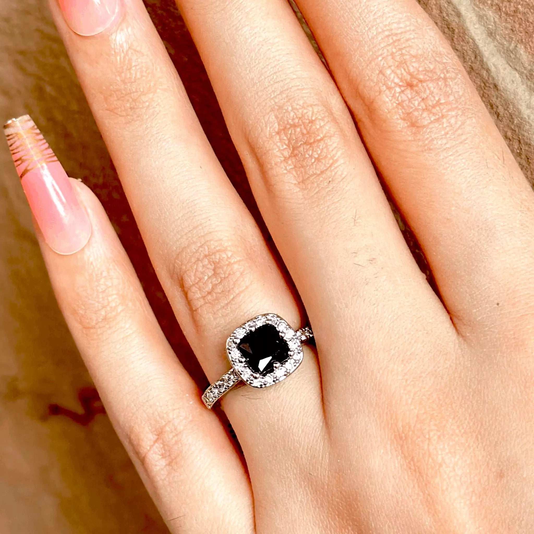 Black Gemstone - 925 Silver Ring