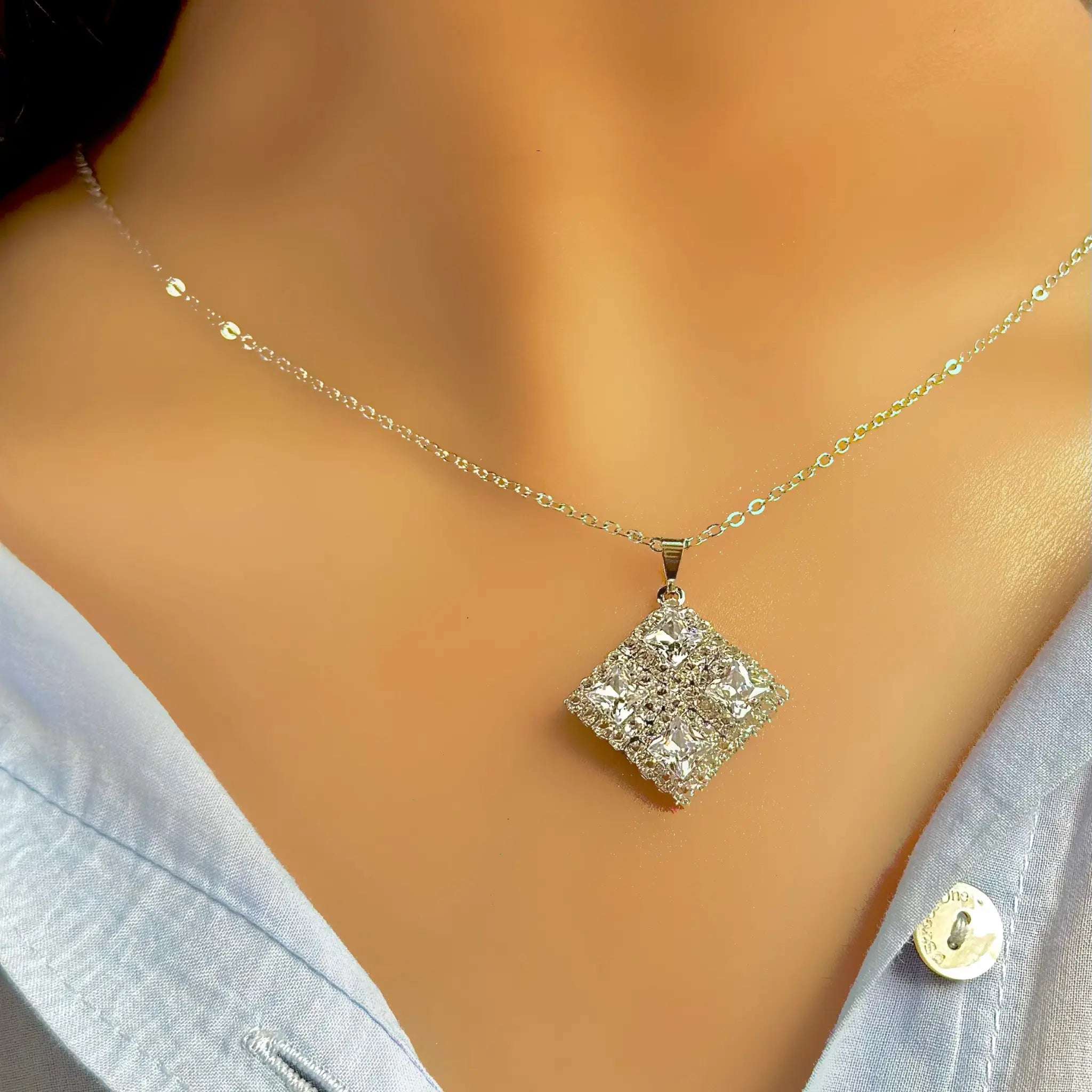 Exquisite Silver Pendant & Stud Set