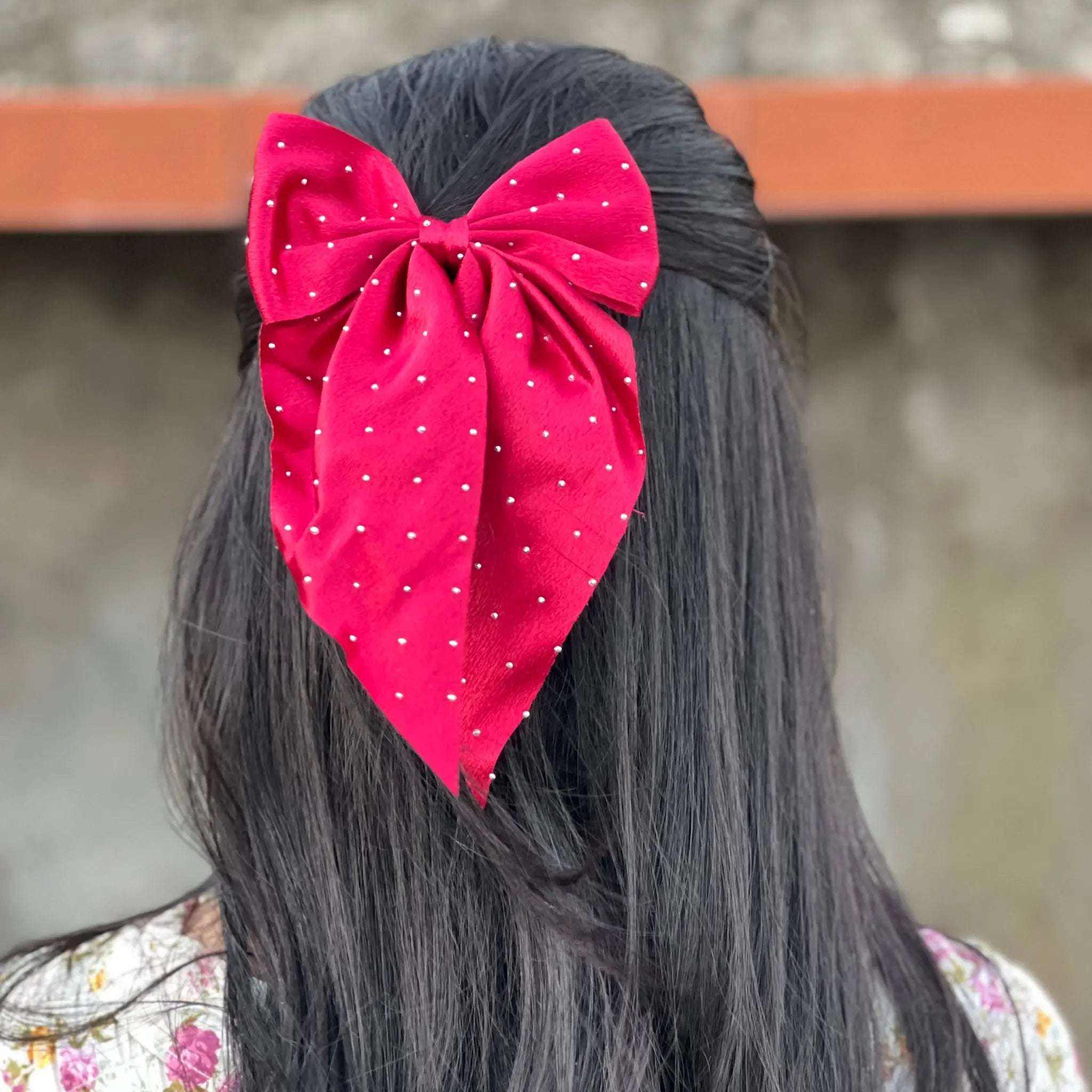 Chic Beaded Hair Bow - BR CRAFTS