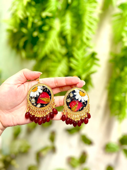 Red Ember Resin Jhumkas