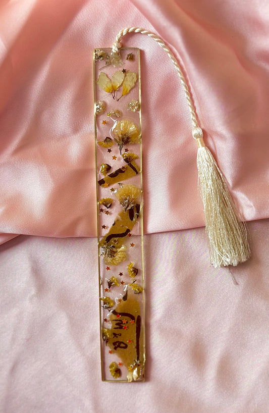 Golden Floral Resin Bookmark